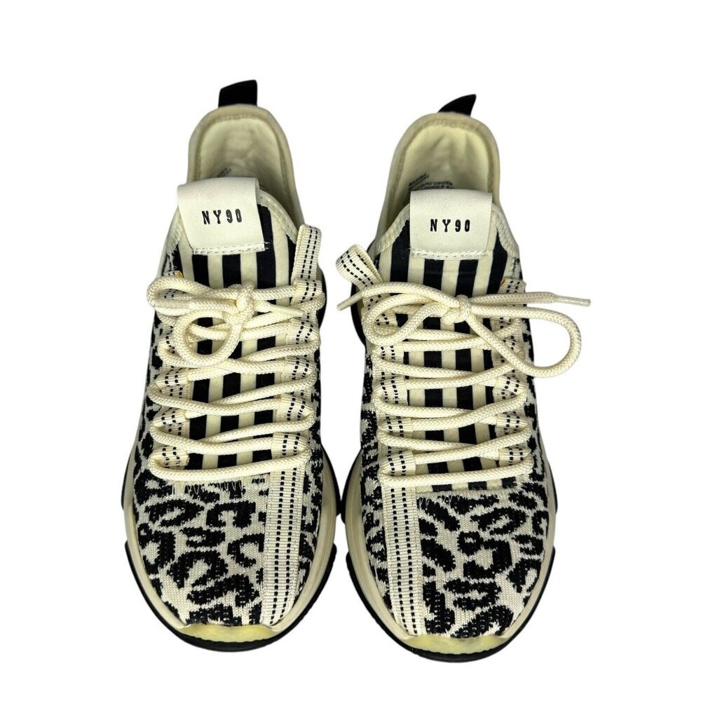 Womens Steve Madden Maxima Leopard Shoes Sneakers Womens Size 8 Black White - Picture 2 of 5